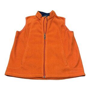 Vintage LL Bean Orange Fleece Vest Mens Womens XL Orange Full Zip Sleeveless